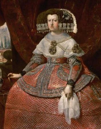 Diego Velazquez Konigin Maria Anna von Spanien in hellrotem Kleid oil painting picture